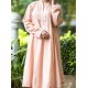 Peach Anarkali Frok with White Embroidery Work 